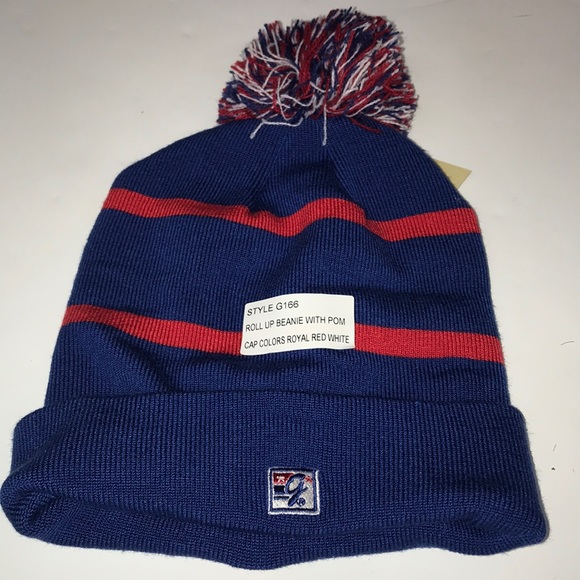 Henry County Patriots Beanie With Pom Blue and Red - Picture 3 of 5